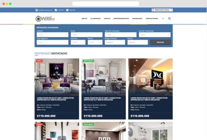 Página Web para Inmobiliarias fácil de usar